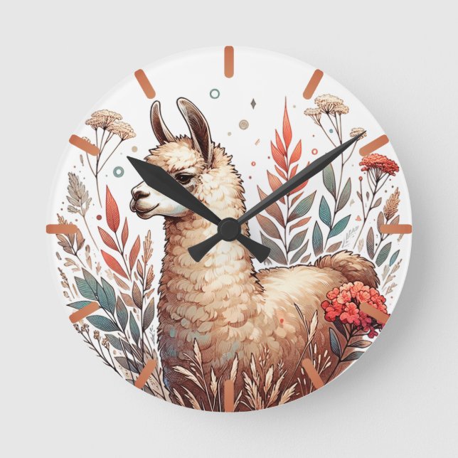 Horloge de Lama Florale mignonne (Recto)