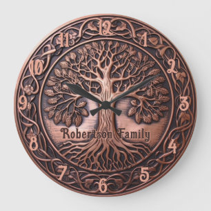 Horloge de l'arbre généalogique du look cuivre