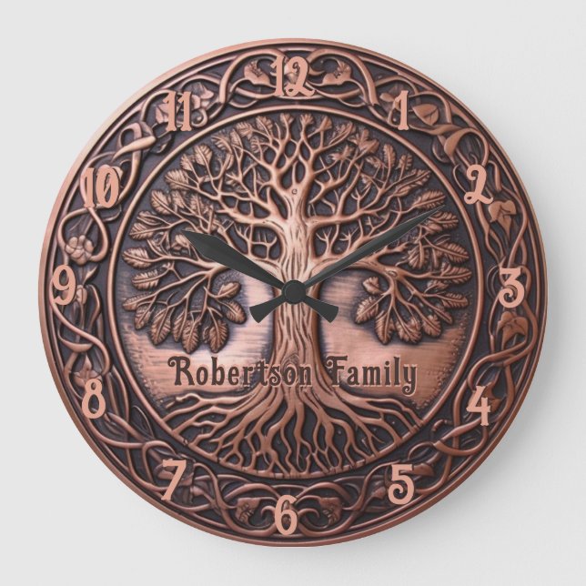 Horloge de l'arbre généalogique du look cuivre (Recto)