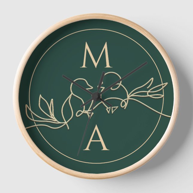 Horloge de Mariage personnalisé Gold Green (Recto)