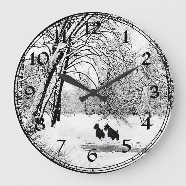 Horloge de neige hivernale écossaise Terrier (Recto)