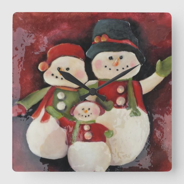 Horloge de Noël de famille de bonhomme de neige (Recto)