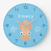 Horloge de nurserie à nom personnalisé Ocean Squid