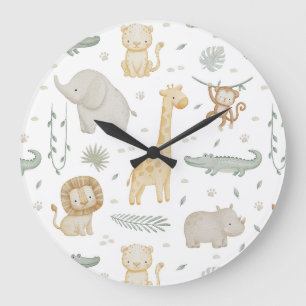 Horloge de nurserie Animaux de la Jungle Safari