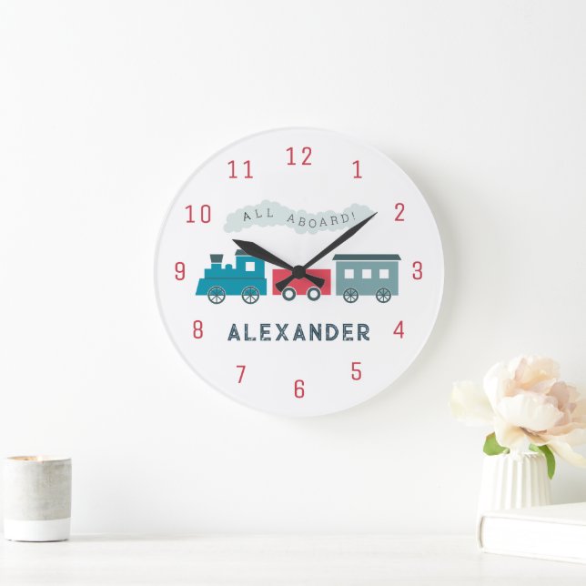 Horloge de nurserie pour garçons Train à Vapeur Bl (Maison)