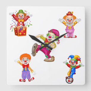 horloge de paroi avec des clowns