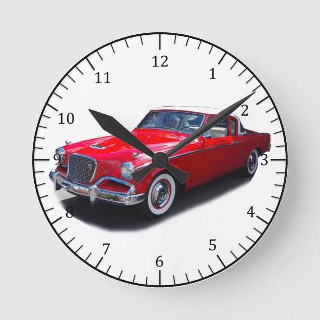 horloge de voiture rouge classique 1956 (Recto)