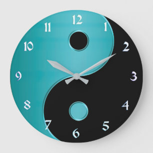 Horloge de Yin Yang dans la turquoise et le noir