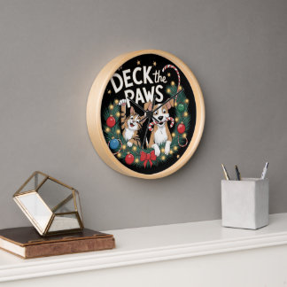 Horloge Deck the Paws - Funny Christmas Pet Mischief