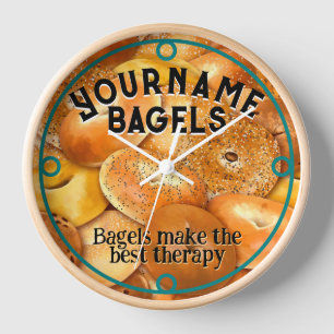 Horloge Décor d'affaires personnalisé unique Bagel
