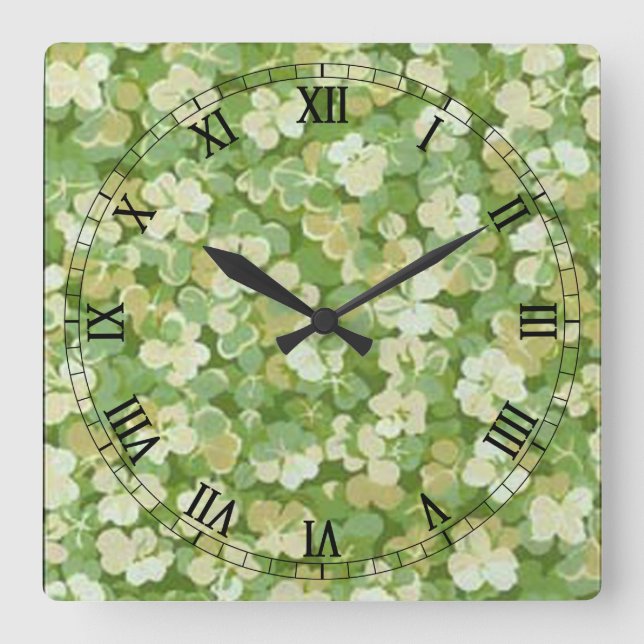 Horloge des chiffres romains Carrés du jardin vert (Recto)