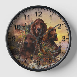 Horloge Des couteaux irlandais avec faisans - Chasse à la