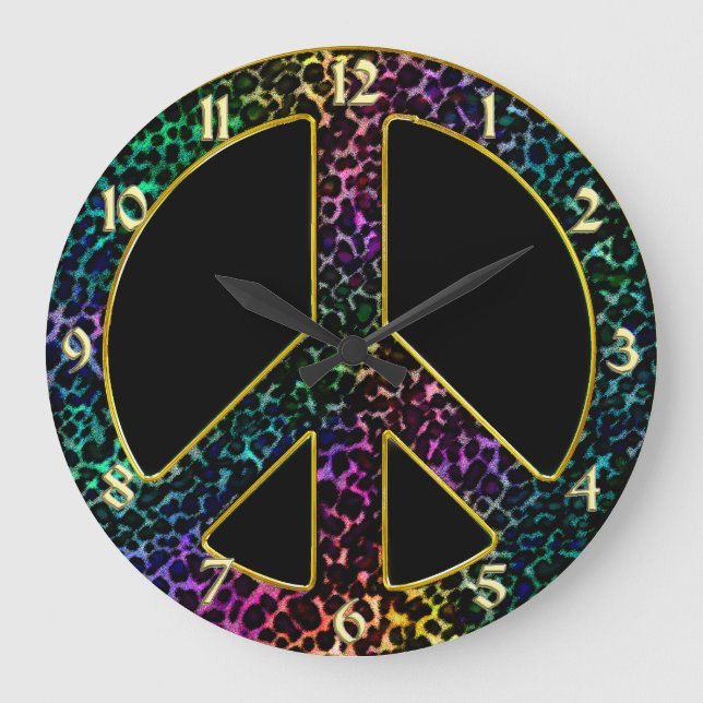 Horloge des signes de paix de Leopard arc-en-ciel (Recto)