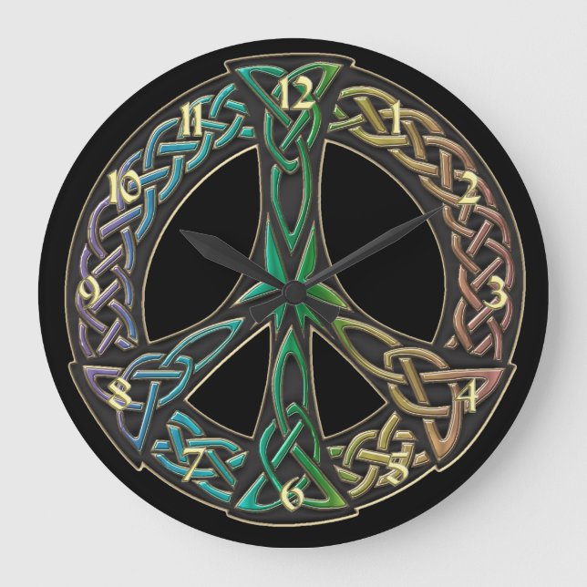 Horloge des signes de paix de noeud celtique arc-e (Recto)