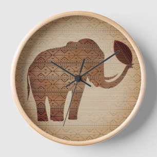 Horloge Design d'art tribal des éléphants