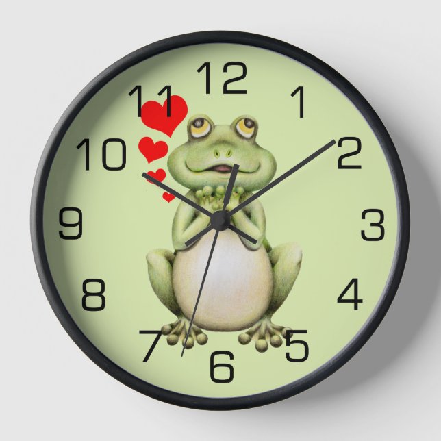 Horloge Dessin d'amour de grenouille (Recto)