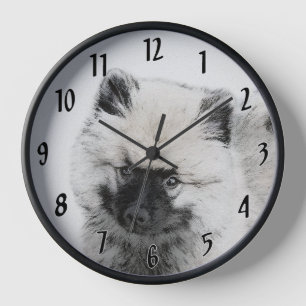 Horloge Dessin Keeshond Chiot - Joli dessin original Chien