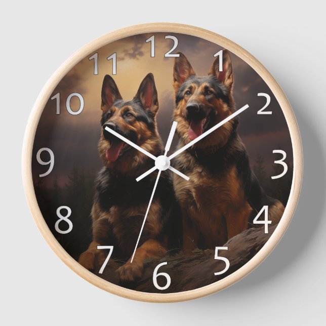 Horloge Deux bergers allemands à Dusk (Recto)