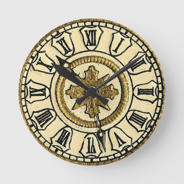 Horloge dorée antique Face Steampunk Horloge mural (Recto)