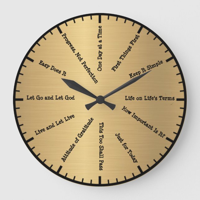 Horloge dorée de sobriété avec slogans Clean & Sob (Recto)