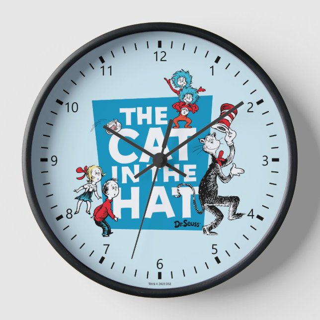 Horloge Dr Seuss | Chat dans le logo du Casquette - Caract (Recto)
