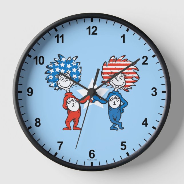 Horloge Dr Seuss | Une chose Deux graphiques patriotiques (Recto)