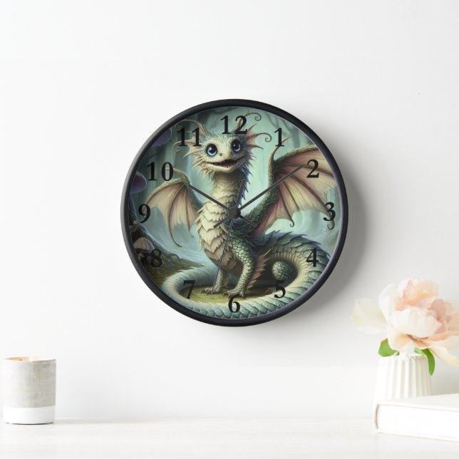 Horloge Dragon Jabberwocky Cute Imaginaire Créature Art (Maison)