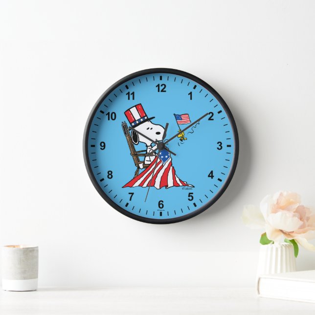 Horloge Drapeau 4 juillet à coudre Snoopy (Maison)