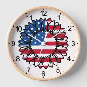 Horloge Drapeau américain Tournesol-32222