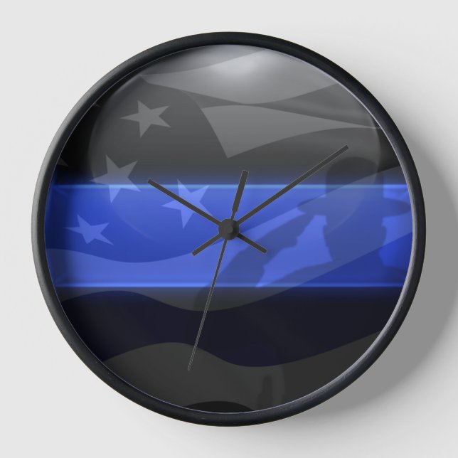 Horloge Drapeau de la ligne Bleu Mince Salut (Recto)