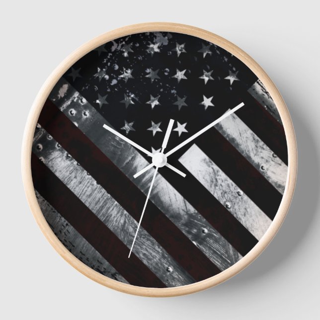 Horloge Drapeau industriel américain patriotique (Recto)