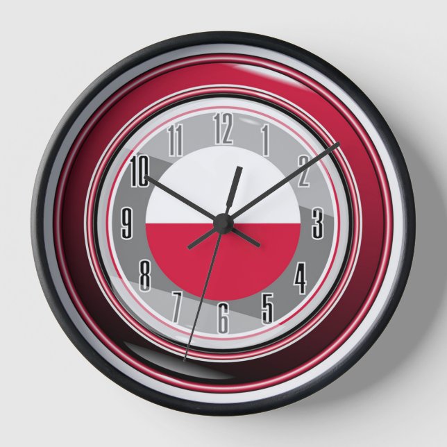 Horloge Drapeau rouge blanc de Pologne (Recto)