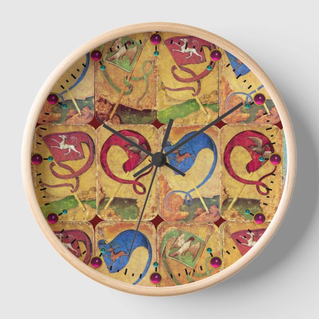 Horloge Drapeaux de cour allemands /Chiens, Cerfs, Faucons (Recto)