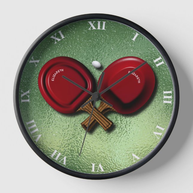 Horloge Drôle Ping Pong Tennis De Table Avec Paddle Oval B (Recto)