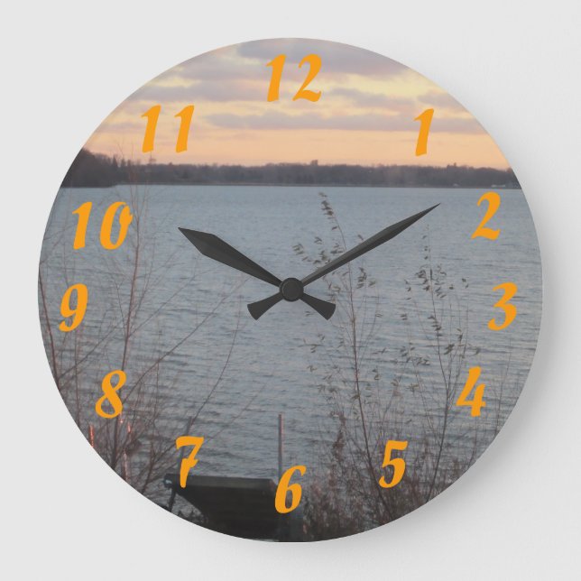 Horloge du coucher du soleil sur la rive du lac (Recto)