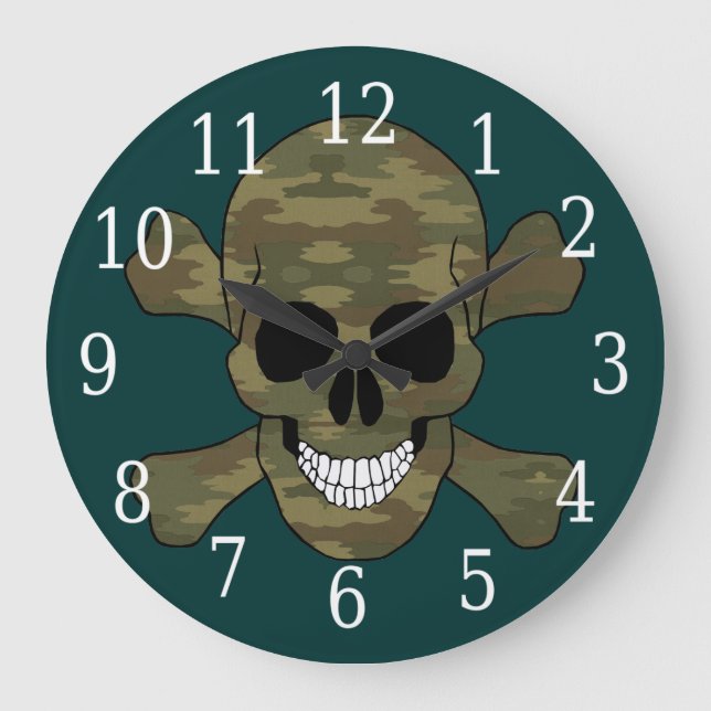 Horloge Du Crâne Du Camouflage Et Des Crossbones (Recto)