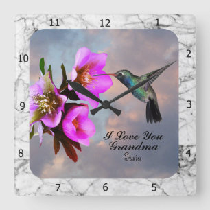 HORLOGE DU MUR CARRÉ HUMMINGBIRD-GRANDMA
