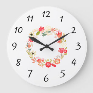 Horloge du mur de couronnes roses