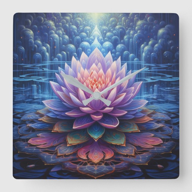 Horloge du mur de fleurs Lotus (Recto)