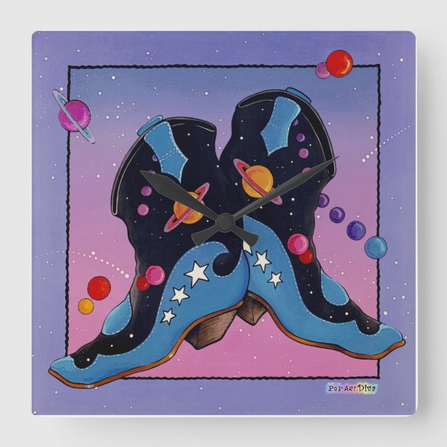 HORLOGE DU MUR DES Boots Occidentaux Cowboy de min (Recto)