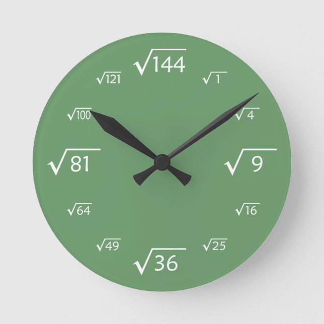 Horloge du mur racine carré (vert/blanc) (Recto)