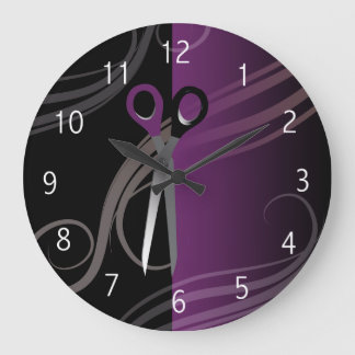 horloge du salon de coiffure violet élégant