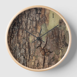 Horloge Écorce d'arbre rustique naturelle en forêt