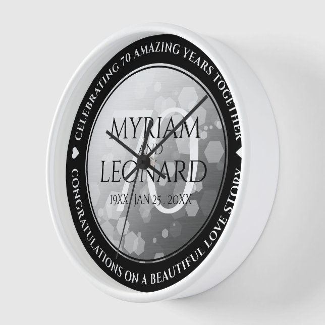 Horloge Élégant 70e anniversaire de Mariage Platinum (Angle)