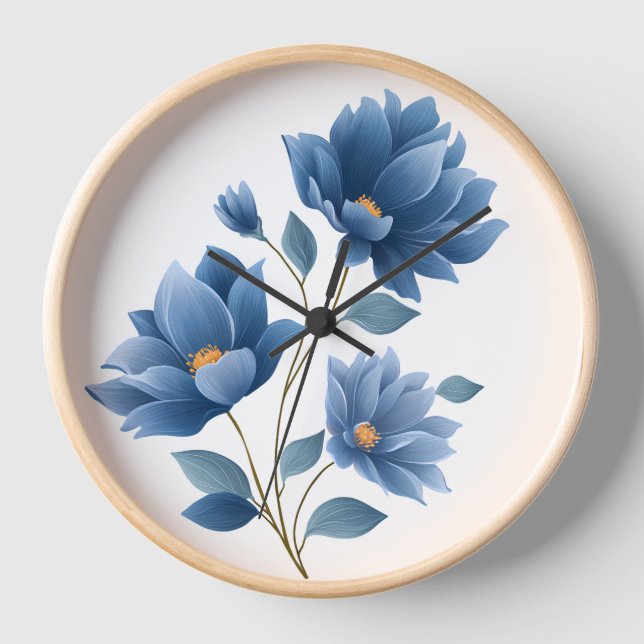 Horloge Elegant Blue Flowers (Recto)