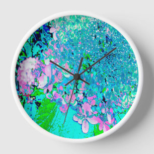 Horloge Élégant Limelight rose et bleu Hydrangea