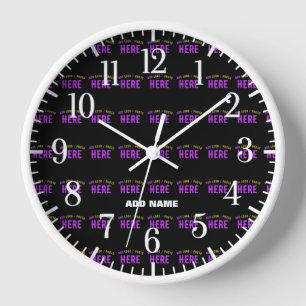 HORLOGE ÉLÉGANT MODERNE PERSONNALISABLE NOIR MARQUE VÉRIFI