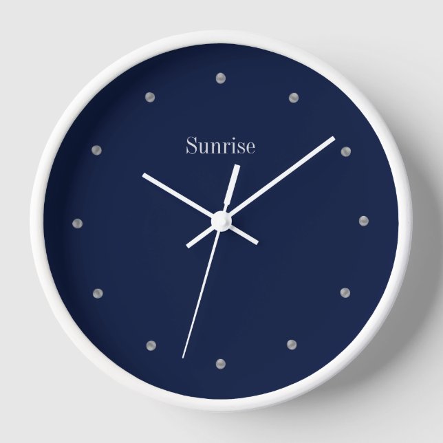 Horloge Elégant pointes couleur argent sur bleu marine gra (Recto)