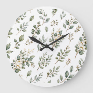 Horloge Élégante Botanique Eucalyptus Grande