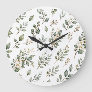 Horloge Élégante Botanique Eucalyptus Grande